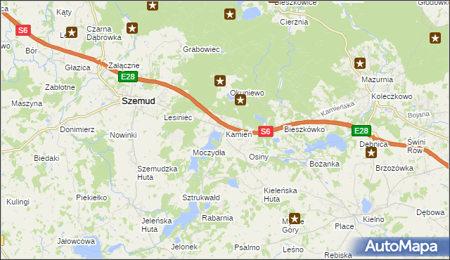 mapa Kamień gmina Szemud, Kamień gmina Szemud na mapie Targeo