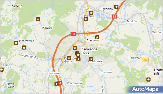 mapa Kamienna Góra, Kamienna Góra na mapie Targeo
