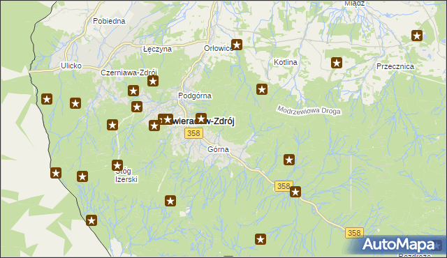 mapa Kamienna Góra gmina Mirsk, Kamienna Góra gmina Mirsk na mapie Targeo