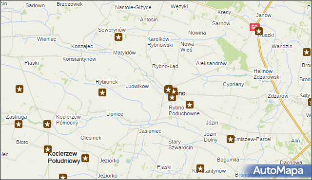 mapa Kamieńszczyzna gmina Rybno, Kamieńszczyzna gmina Rybno na mapie Targeo