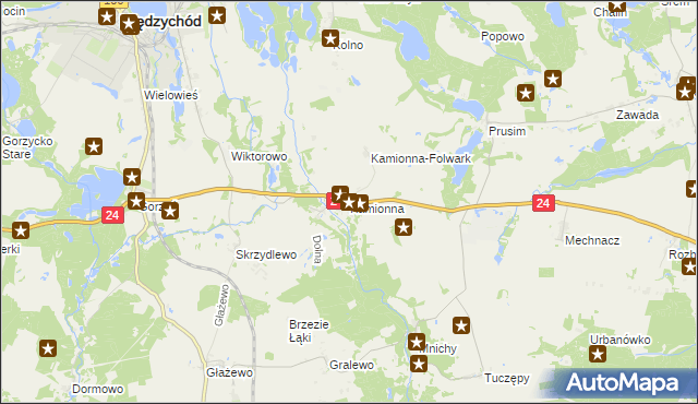 mapa Kamionna gmina Międzychód, Kamionna gmina Międzychód na mapie Targeo
