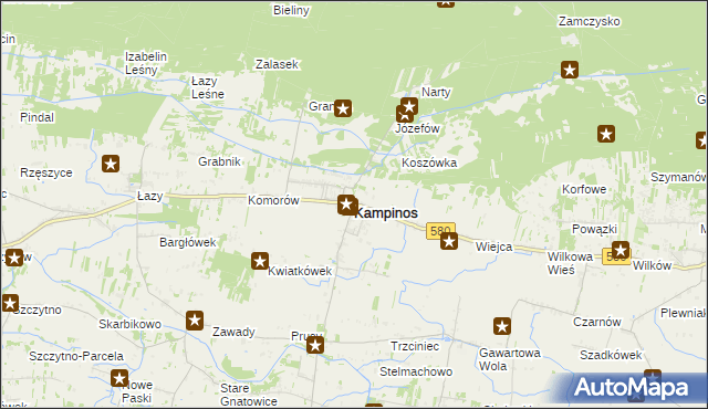 mapa Kampinos, Kampinos na mapie Targeo