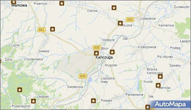 mapa Kańczuga powiat przeworski, Kańczuga powiat przeworski na mapie Targeo