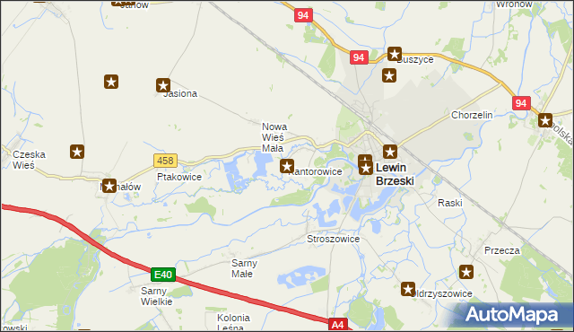 mapa Kantorowice gmina Lewin Brzeski, Kantorowice gmina Lewin Brzeski na mapie Targeo