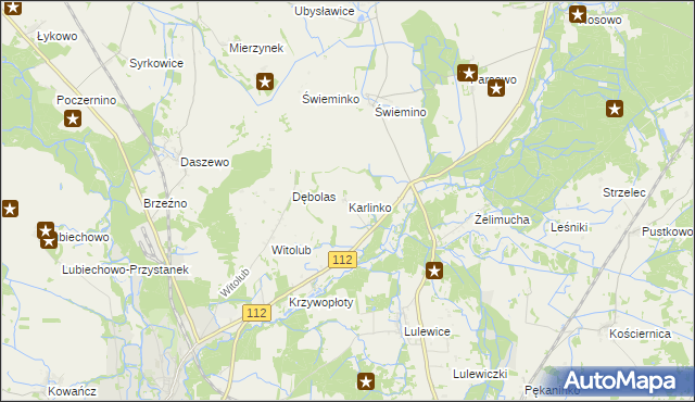 mapa Karlinko, Karlinko na mapie Targeo