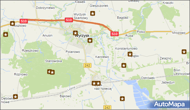 mapa Karolewo gmina Wyrzysk, Karolewo gmina Wyrzysk na mapie Targeo