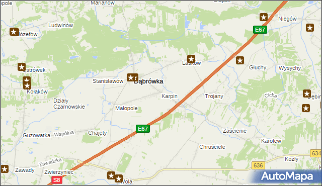 mapa Karpin gmina Dąbrówka, Karpin gmina Dąbrówka na mapie Targeo