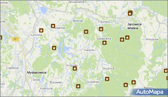 mapa Karpniki gmina Mysłakowice, Karpniki gmina Mysłakowice na mapie Targeo