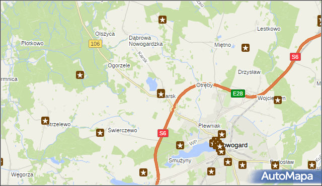 mapa Karsk gmina Nowogard, Karsk gmina Nowogard na mapie Targeo