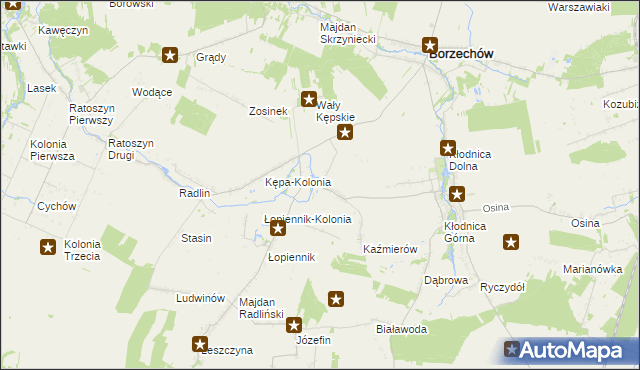 mapa Kępa gmina Borzechów, Kępa gmina Borzechów na mapie Targeo