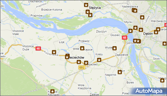 mapa Kępice gmina Sieciechów, Kępice gmina Sieciechów na mapie Targeo