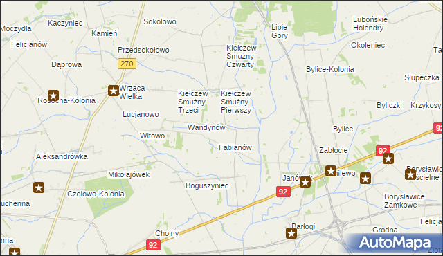 mapa Kiełczew Górny, Kiełczew Górny na mapie Targeo