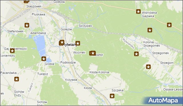 mapa Klasztor gmina Rytwiany, Klasztor gmina Rytwiany na mapie Targeo