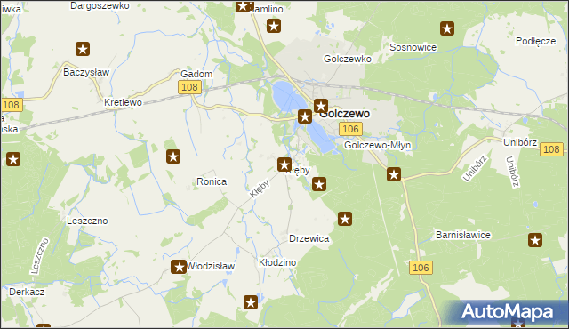 mapa Kłęby gmina Golczewo, Kłęby gmina Golczewo na mapie Targeo