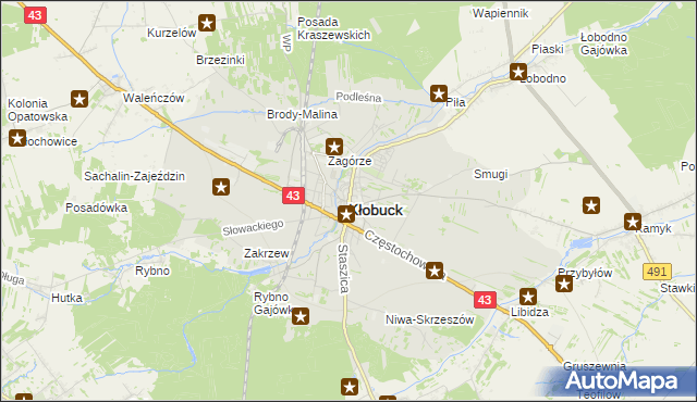 mapa Kłobuck, Kłobuck na mapie Targeo