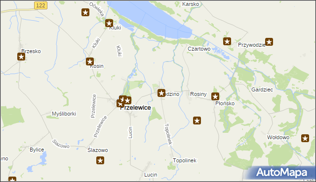 mapa Kłodzino gmina Przelewice, Kłodzino gmina Przelewice na mapie Targeo