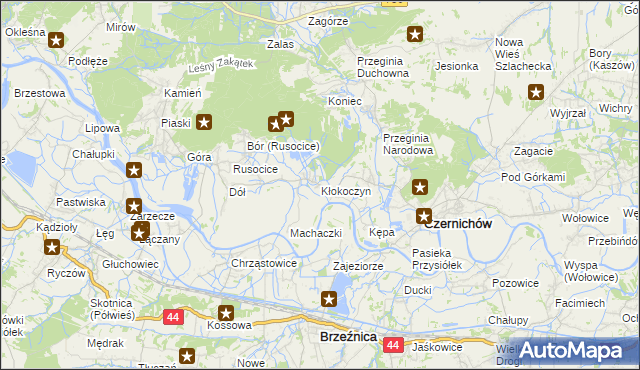 mapa Kłokoczyn gmina Czernichów, Kłokoczyn gmina Czernichów na mapie Targeo