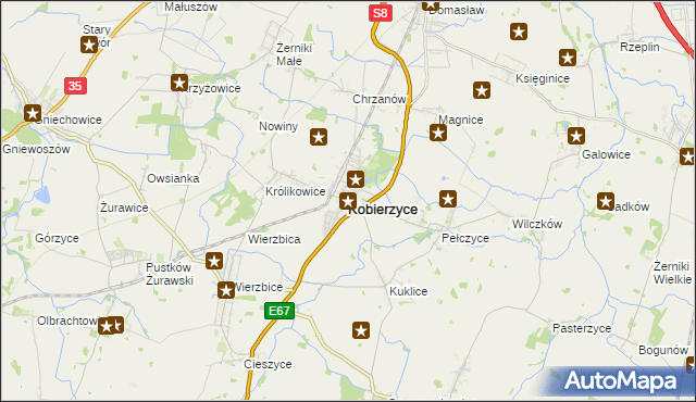 mapa Kobierzyce, Kobierzyce na mapie Targeo