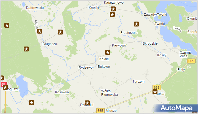 mapa Kołaki gmina Rajgród, Kołaki gmina Rajgród na mapie Targeo