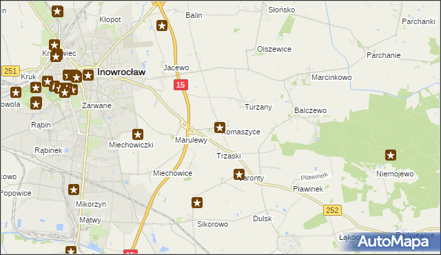 mapa Komaszyce gmina Inowrocław, Komaszyce gmina Inowrocław na mapie Targeo