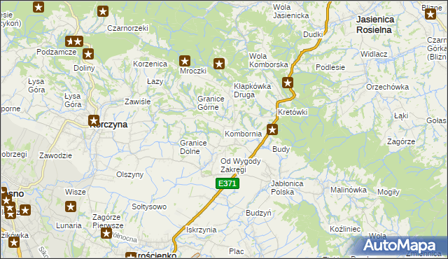 mapa Kombornia, Kombornia na mapie Targeo
