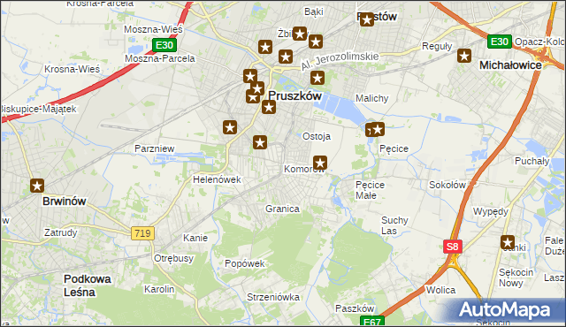 mapa Komorów gmina Michałowice, Komorów gmina Michałowice na mapie Targeo