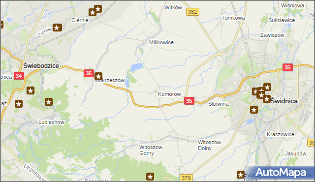 mapa Komorów gmina Świdnica, Komorów gmina Świdnica na mapie Targeo