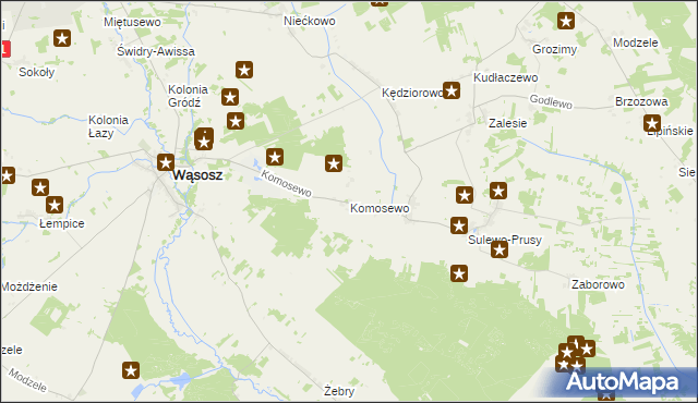 mapa Komosewo, Komosewo na mapie Targeo