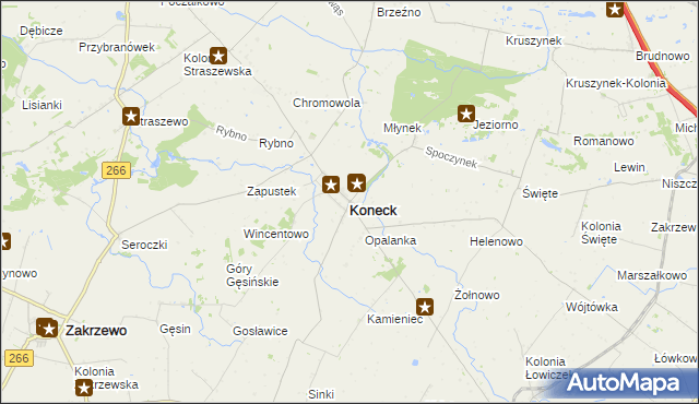 mapa Koneck, Koneck na mapie Targeo