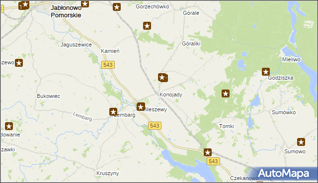 mapa Konojady, Konojady na mapie Targeo