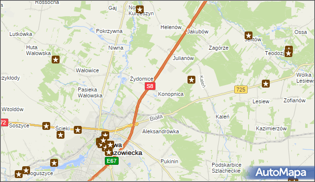mapa Konopnica gmina Rawa Mazowiecka, Konopnica gmina Rawa Mazowiecka na mapie Targeo