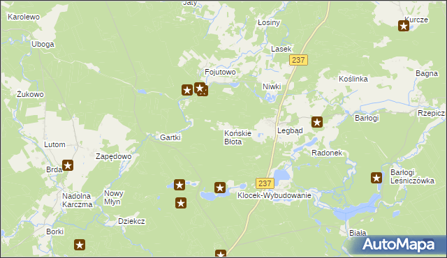 mapa Końskie Błota, Końskie Błota na mapie Targeo