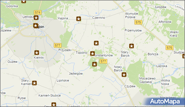 mapa Konstantynów gmina Gąbin, Konstantynów gmina Gąbin na mapie Targeo