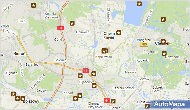 mapa Kopciowice, Kopciowice na mapie Targeo