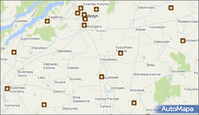 mapa Kopydłowo gmina Wilczyn, Kopydłowo gmina Wilczyn na mapie Targeo