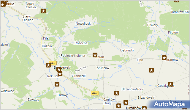 mapa Korab gmina Blizanów, Korab gmina Blizanów na mapie Targeo