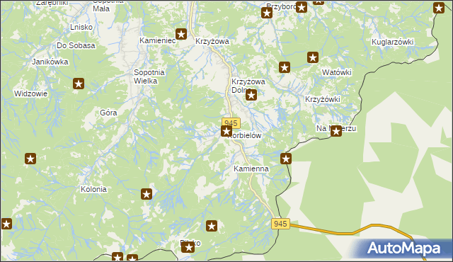 mapa Korbielów, Korbielów na mapie Targeo