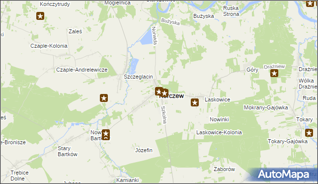 mapa Korczew powiat siedlecki, Korczew powiat siedlecki na mapie Targeo