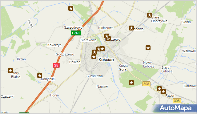 mapa Kościan, Kościan na mapie Targeo