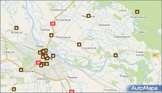 mapa Kościerzyce, Kościerzyce na mapie Targeo