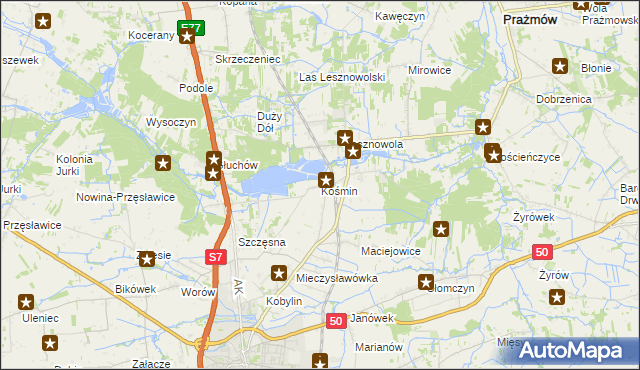 mapa Kośmin gmina Grójec, Kośmin gmina Grójec na mapie Targeo