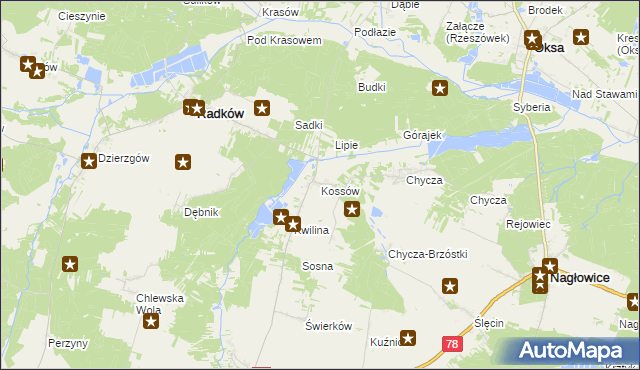 mapa Kossów, Kossów na mapie Targeo