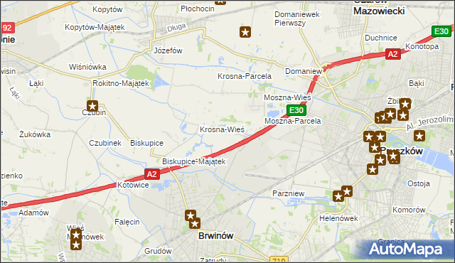 mapa Koszajec gmina Brwinów, Koszajec gmina Brwinów na mapie Targeo