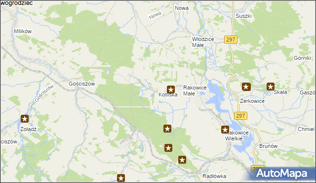 mapa Kotliska gmina Lwówek Śląski, Kotliska gmina Lwówek Śląski na mapie Targeo