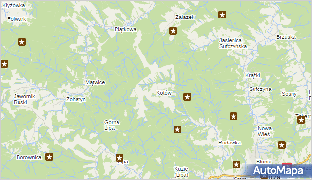 mapa Kotów gmina Bircza, Kotów gmina Bircza na mapie Targeo