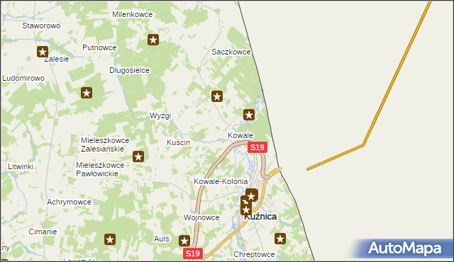mapa Kowale gmina Kuźnica, Kowale gmina Kuźnica na mapie Targeo
