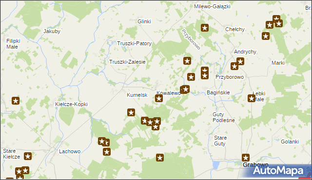 mapa Kowalewo gmina Kolno, Kowalewo gmina Kolno na mapie Targeo