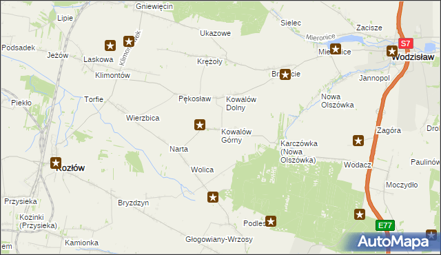 mapa Kowalów Górny, Kowalów Górny na mapie Targeo