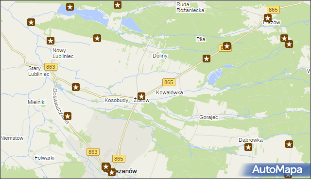 mapa Kowalówka gmina Cieszanów, Kowalówka gmina Cieszanów na mapie Targeo