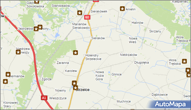 mapa Kozia Góra gmina Strzelce, Kozia Góra gmina Strzelce na mapie Targeo